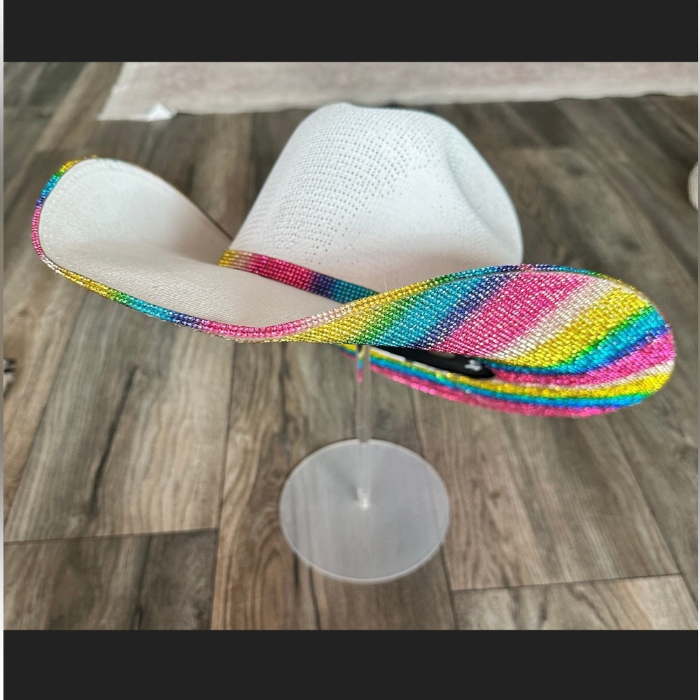 Rainbow pride LGBTQ Rhinestone cowboy hat